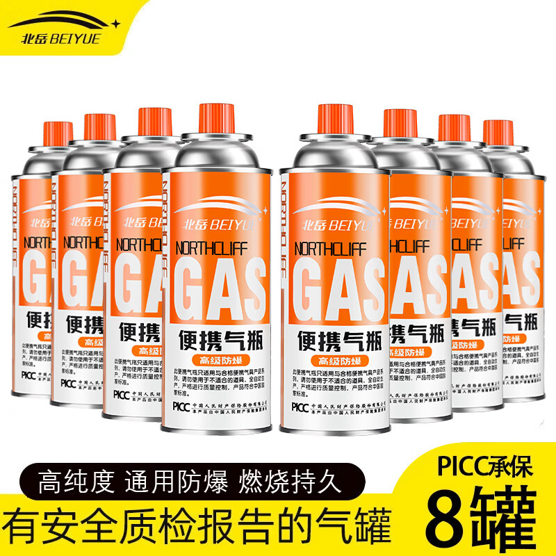 北岳卡式炉气罐通用液化煤气瓶便携式丁烷卡磁瓦斯罐户外喷火枪小气罐 【新标准接口通用款】8个220g气罐