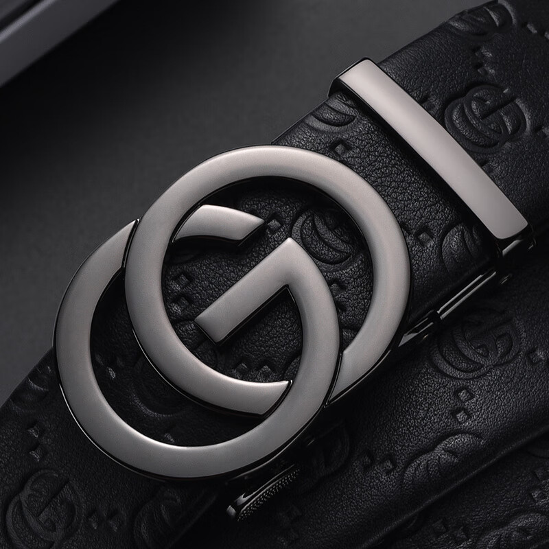 酷奇袋鼠 kq皮带男真皮自动扣时尚男士腰带新款压花潮流品牌字母送