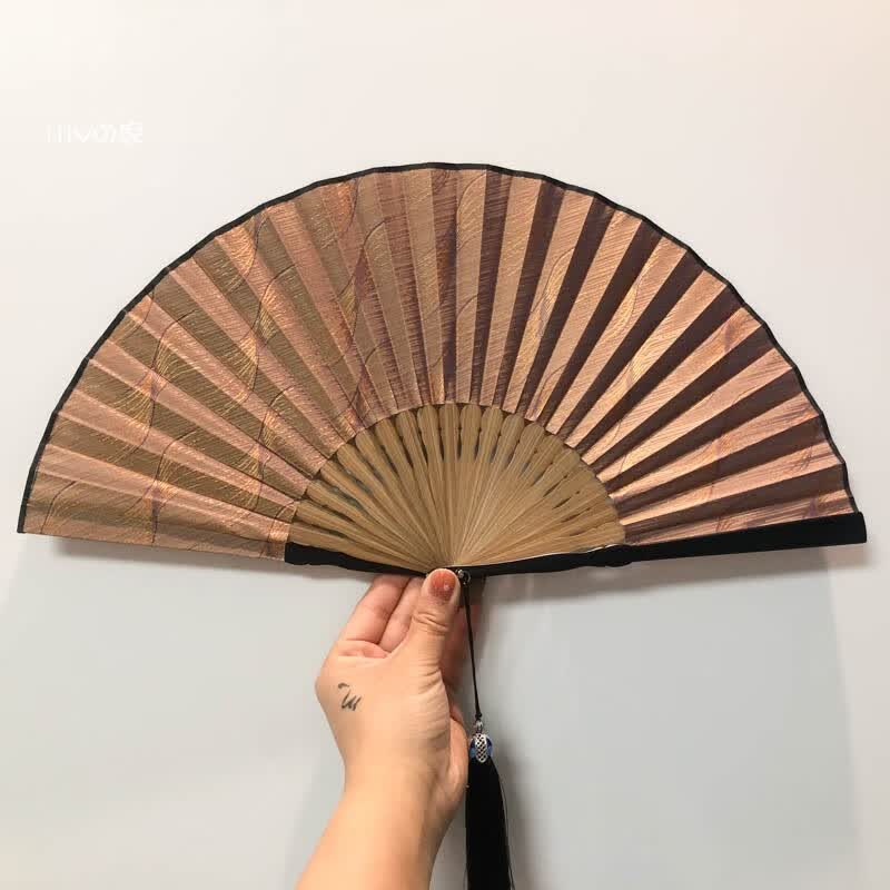 hywlkj75寸中国风暗纹纯色素色禅意日式男扇工艺汉服礼品娟扇子千鹤毛