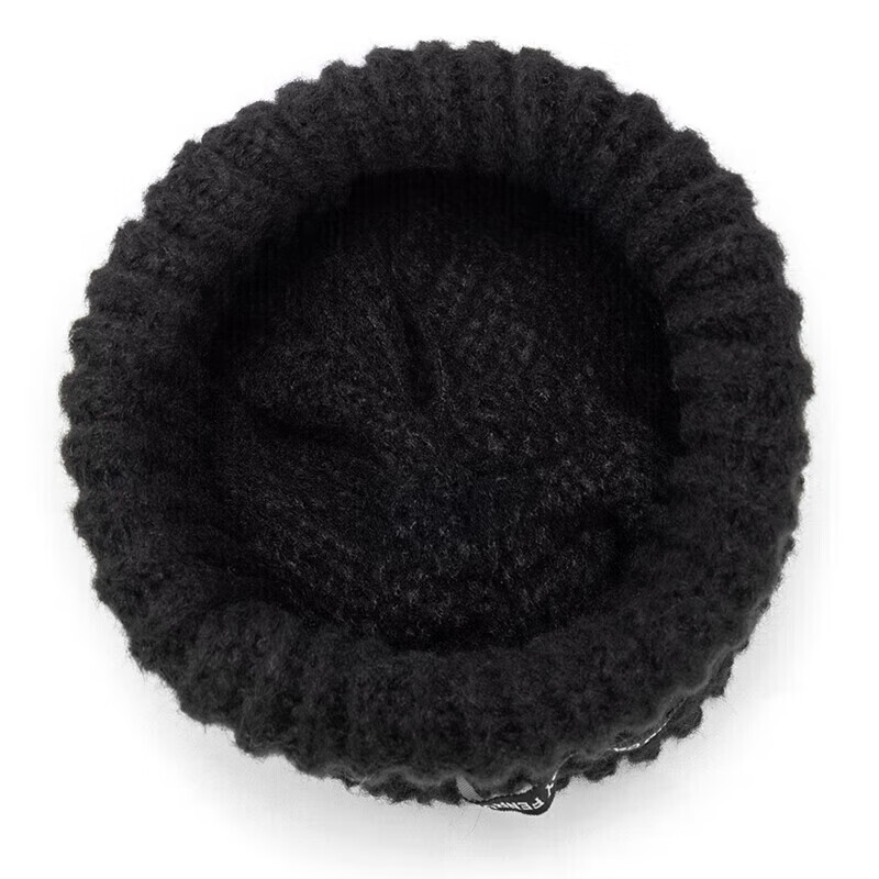 达芬奇密码秋冬保暖纯色针织毛线帽女士帽子防寒防风 黑色