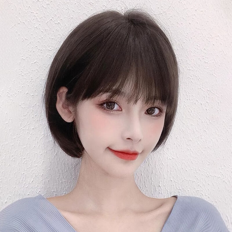 Actual Self假發(fā)女自然全頭套波波頭全真發(fā)頭套時(shí)尚短發(fā)女士整頂假發(fā)套 優(yōu)雅時(shí)尚BOB 【自然黑】 短發(fā) 30cm