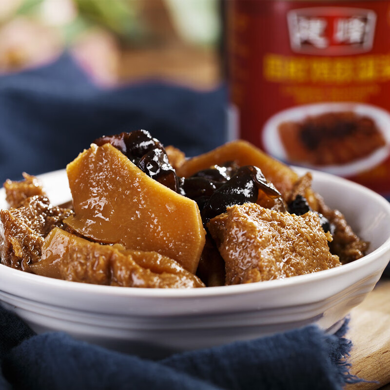 翼若天云宁波产建峰四鲜烤麸罐头下饭菜香味浓郁烤麸 250克烤麸罐头x1