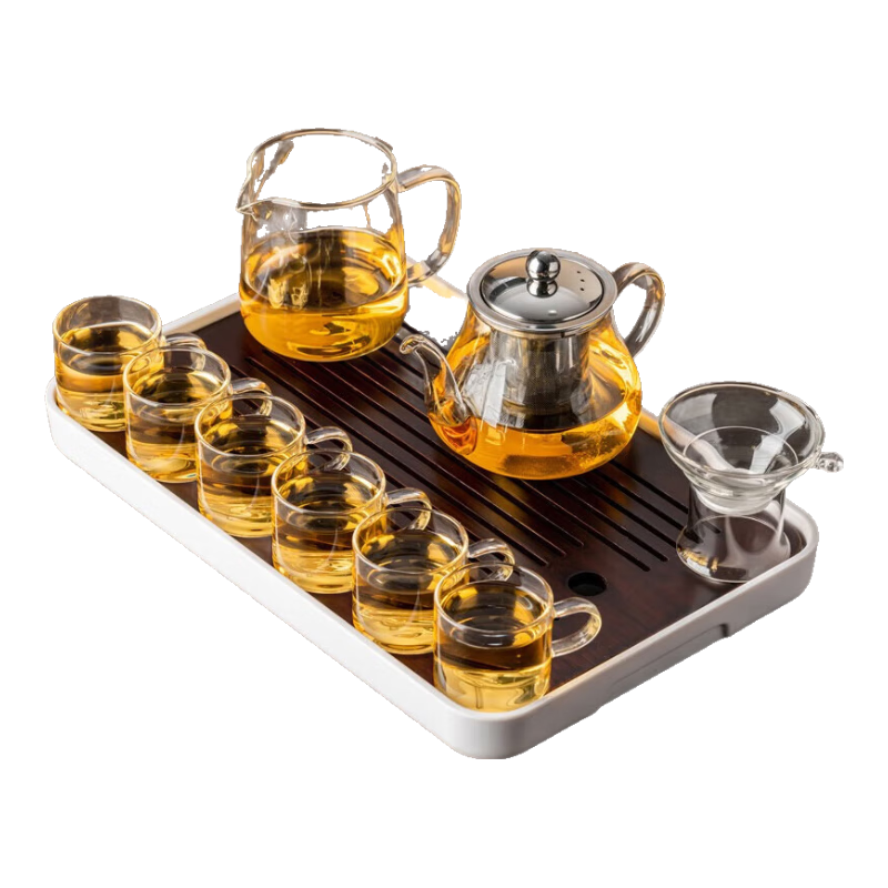 悟茗堂玻璃茶具套裝家用辦公室日式功夫茶杯耐高溫沖泡茶壺帶茶盤