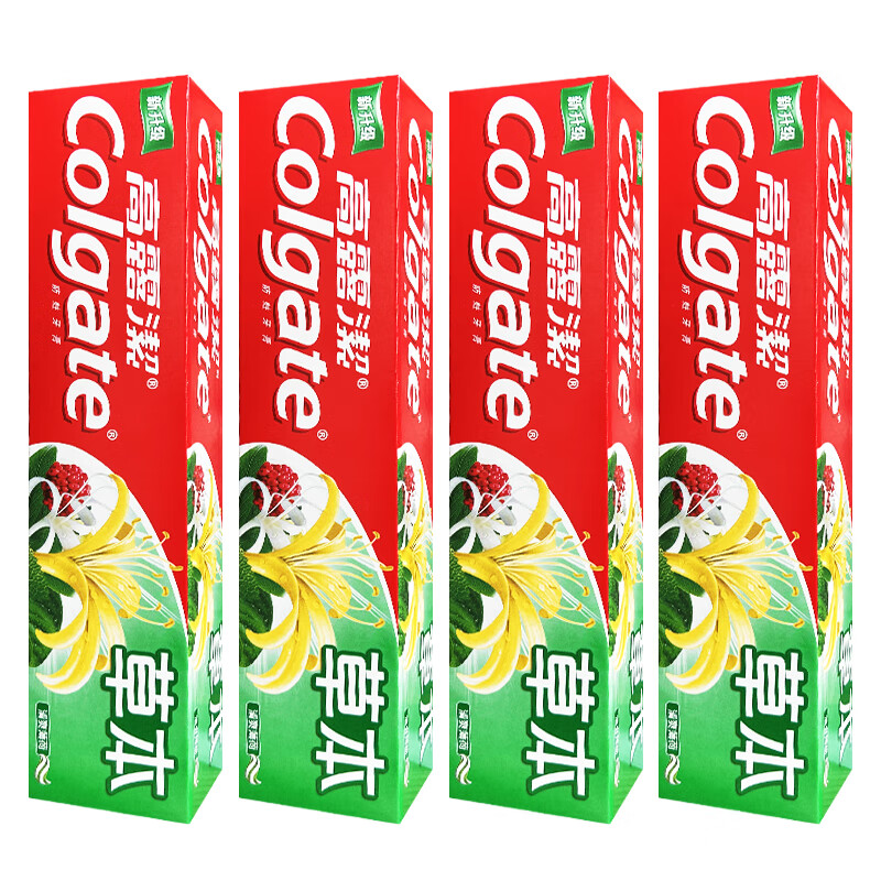 高露洁超强牙膏4支家庭装 清新口气异味口腔清洁蛀牙成人 草本140g*4