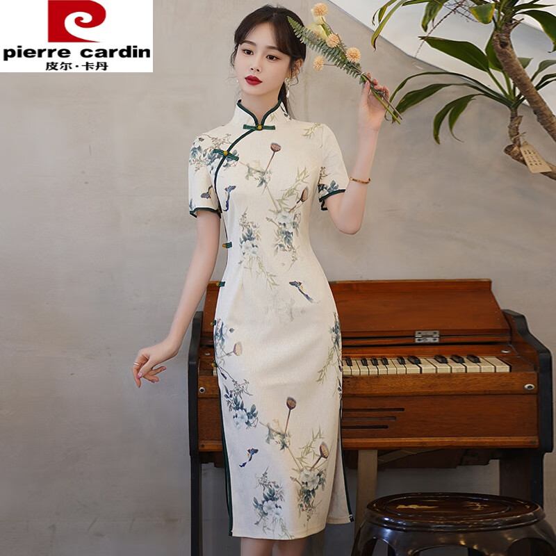 皮尔卡丹(pierre cardin)夏季新款大码女装微胖妹妹中国风改良旗袍