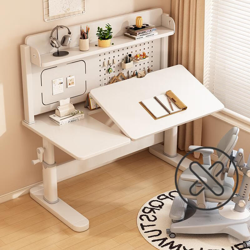 艾风格实木升降桌椅套装学生护腰坐姿写字桌 翻盖洞洞板款单桌 100x60x58cm 801.62元