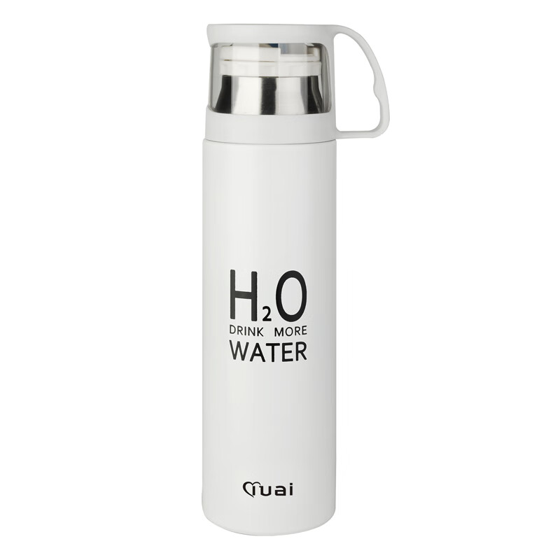 保温杯女带盖可喝水 学可爱带杯子男带杯盖大容量个性简约有盖 350ml蓝小白+杯刷(无挂件)