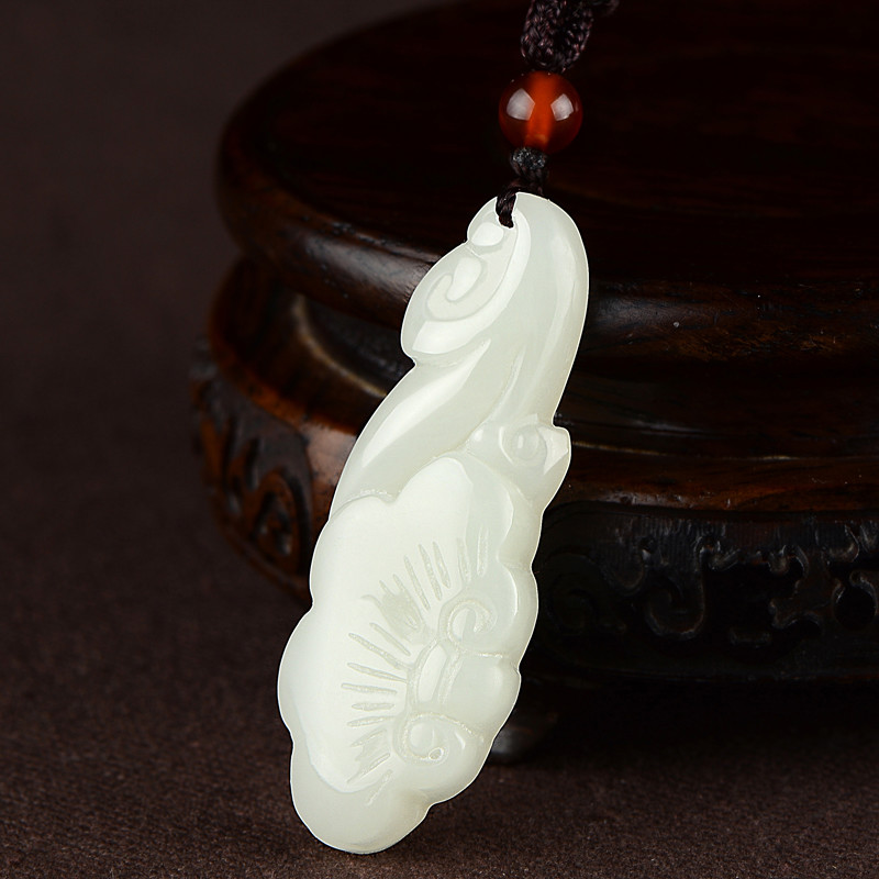 资微黛【一物一证】新疆白玉如意吊坠和田玉吉祥如意挂件男女玉坠玉石