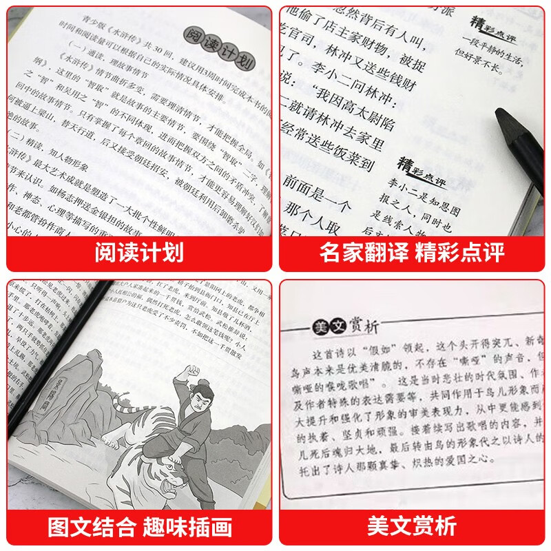 艾青诗选和水浒传九年级上册(全2册)适用于人民教育出版社初中教材配套正版阅读课外书 精彩导读重点批注考点突破 人民教育出版社人教版配套阅读名著课程化丛书