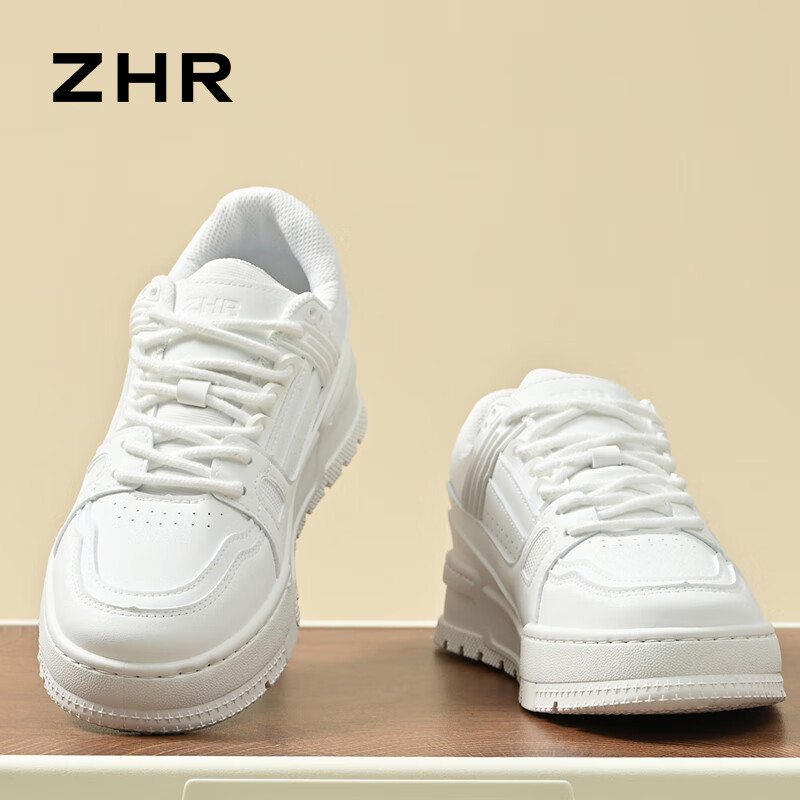 ZHR 则则男鞋【经典配色】新款运动休闲鞋男低帮厚底舒适板鞋百搭小白鞋 白色 41