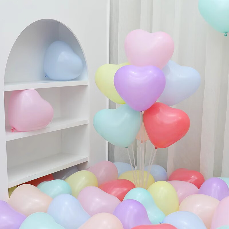 2克马卡心形气球结婚节日生日派对布置造型爱心乳胶气球 马卡龙心形