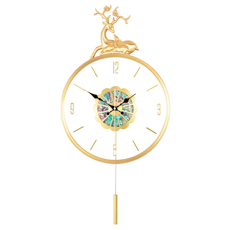 北极星（POLARIS）挂钟高档轻奢黄铜工艺钟客厅家用时尚钟表简约时钟 83010E半数字