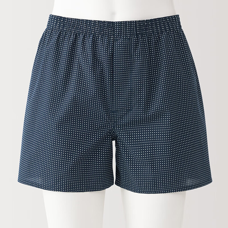 无印良品（MUJI）男式 莱赛尔 前开口平角裤FAE43C4A 藏青色图案 L 