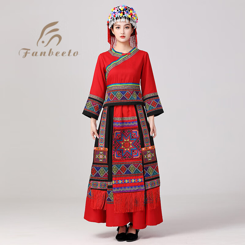红色新款瑶族(头饰上衣长裙) s