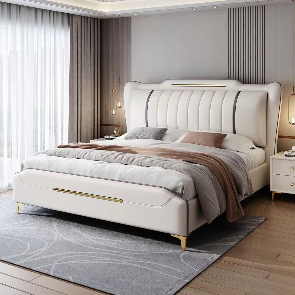 越丞双人床主卧大床现代简约皮床带软包储物床加厚加宽床板 单床（颜色备注） 1.8*2米框架床（加宽床板）
