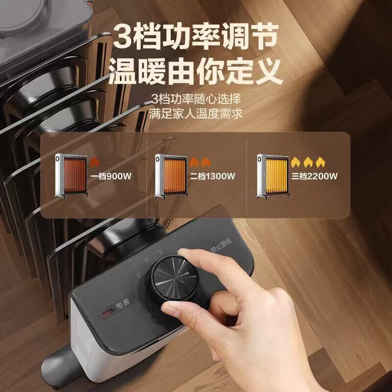 格力(GREE) 格力石墨烯油汀取暖器家用电暖气速热油汀节能省电暖气13片油丁烤火炉电热电暖器 13片 机械式 黑白加宽石墨烯NY23-S7022 13片