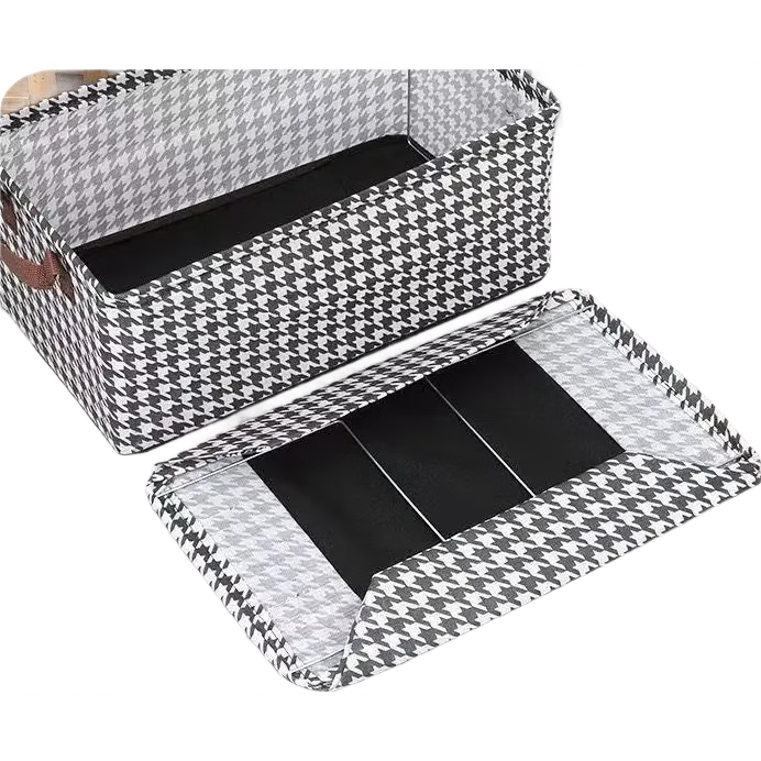 衣服收纳箱大容量整理箱衣柜收纳分层神器可折叠储物箱玩具收纳筐 千鸟格【钢架支撑/防潮无味】 47*28*20cm