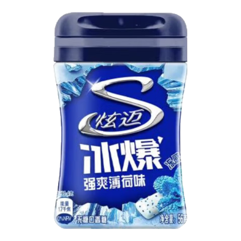 炫迈冰爆无糖口香糖 薄荷味40粒56g1瓶装 糖果休闲零食 六一儿童节