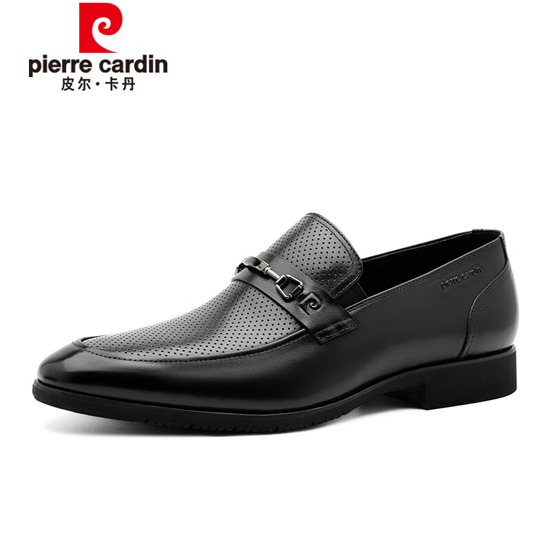 皮尔卡丹(pierre cardin)男鞋款商务正装皮鞋男真皮男士套脚透气镂空