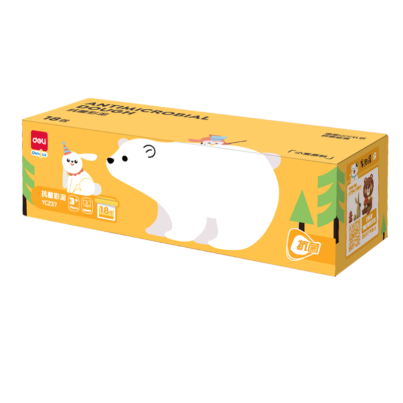 得力(deli)18袋面粉彩泥15色儿童橡皮泥学生幼儿园小麦原料非轻型粘土学生玩具男女孩生日开学礼物