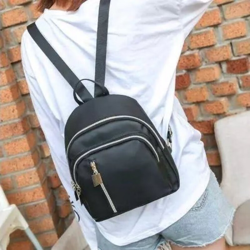 【精选】夏新款牛津布迷你小背包时尚百搭双肩包女韩版帆布女 黑色