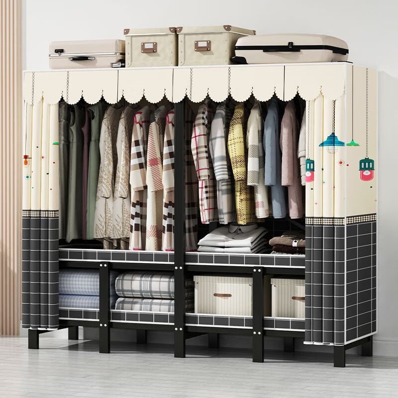 忆思暮真正免安装折叠布衣柜家用简易全钢架加厚卧室出租房定制衣橱 1.9米*30管加厚*真正免安装 8世界之窗/憧憬