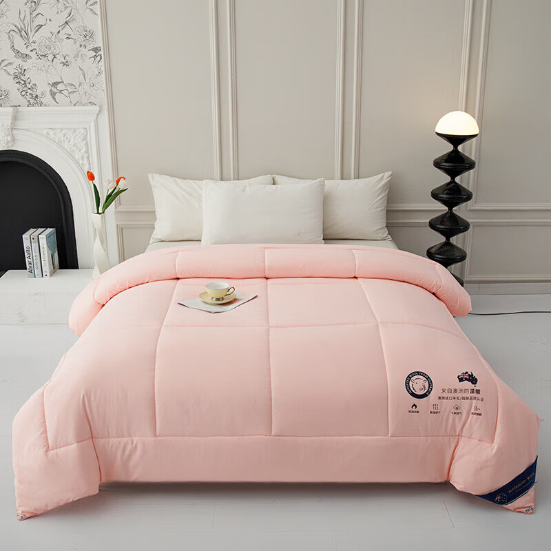 恒源祥羊毛被澳洲进口四季被芯被褥学生宿舍棉被10斤冬被加厚春秋被子 玉色 220x240cm(10斤厚冬被 )