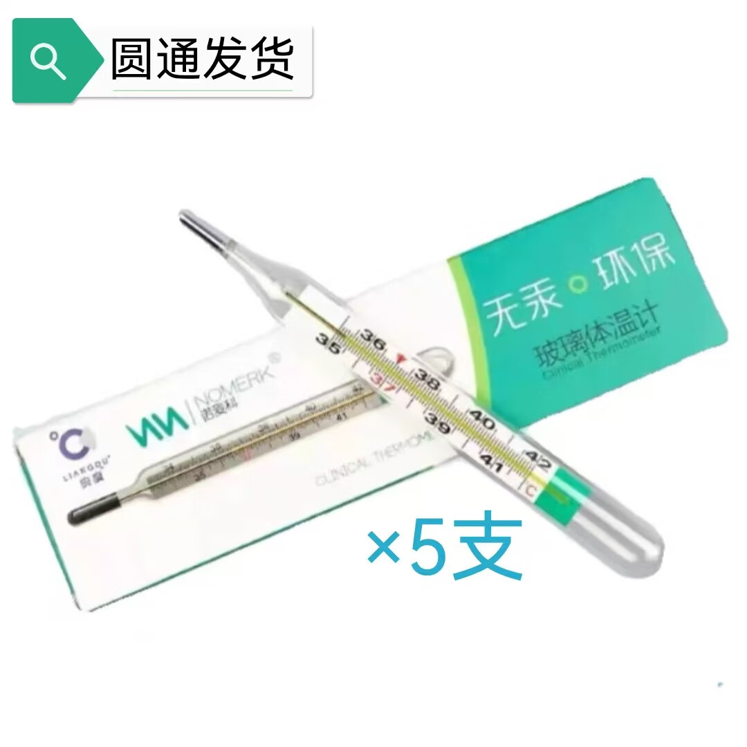 菩乐家镓铟锡体温计无汞玻璃体温表无水银成人用温度计大内标腋下测量 无汞体温计5支装（大号）