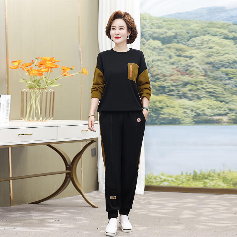 书眸妈妈装套装时尚洋气30岁中年妇女春季休闲运动套装女装春秋小个子