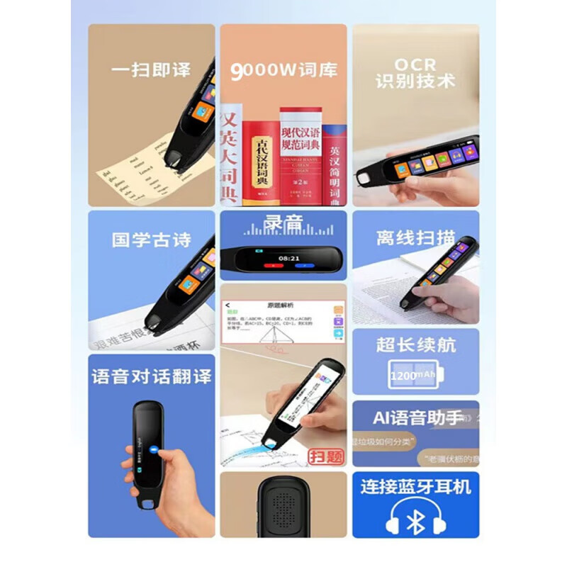 科大讯飞AI技术适用英语点读笔词典离线扫描翻译中小学高中课本全科同步学 大屏护眼版八核黑512G 全科解题