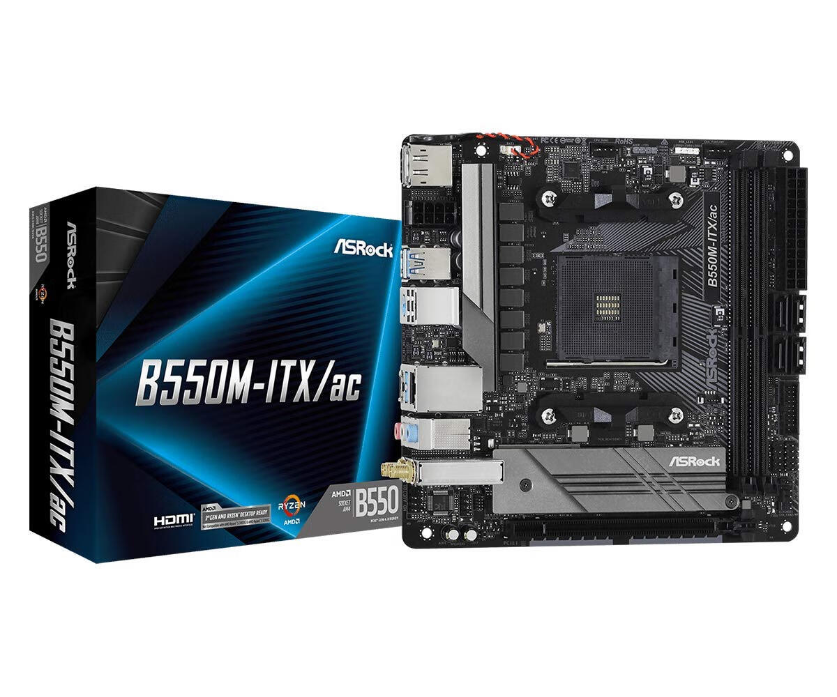 ASRock 計(jì)算機(jī)主板 B550M-ITX/AC AMD B550芯片組 Socket AM4接口 DDR4內(nèi)存 64GB內(nèi)存容量