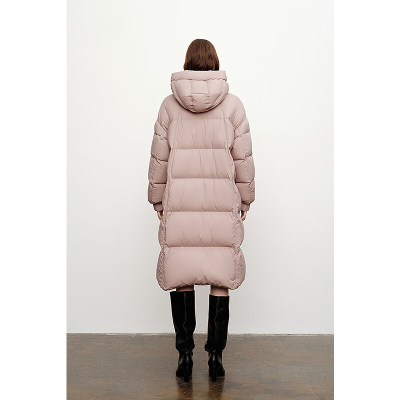 H's泡芙羽绒服女冬新款小众设计轻薄长款保暖上衣 薄雾玫瑰粉 S