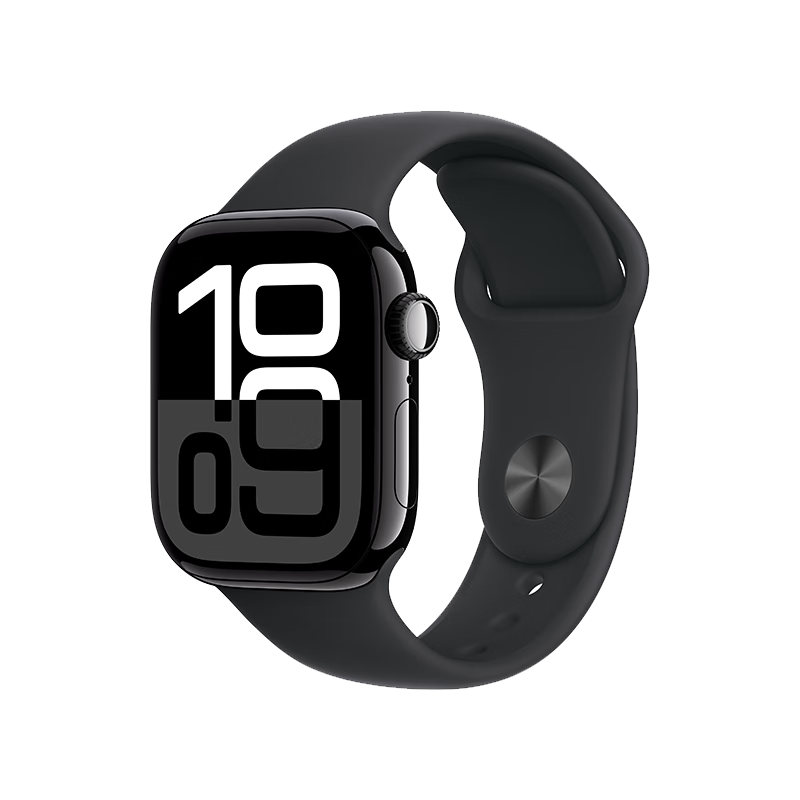 Apple Watch Series 10 智能手表42毫米亮黑色铝金属表壳黑色运动型表带S/M【蜂窝款】MWXM3CH/B