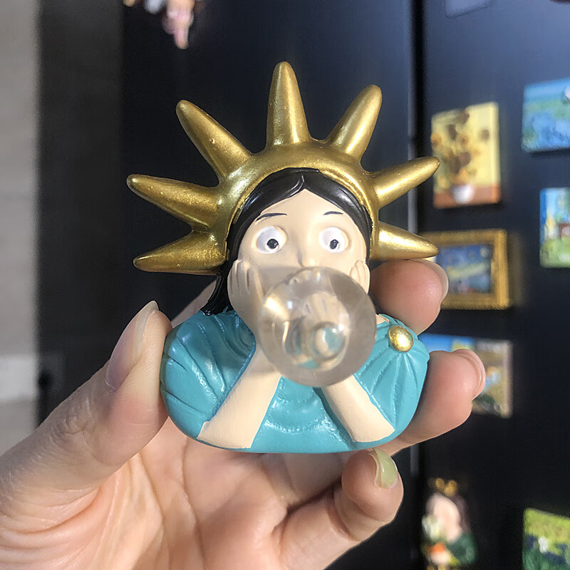 贴梵高油画世界名画蒙娜丽莎星空向日葵呐喊磁性贴 吹泡泡自由女神