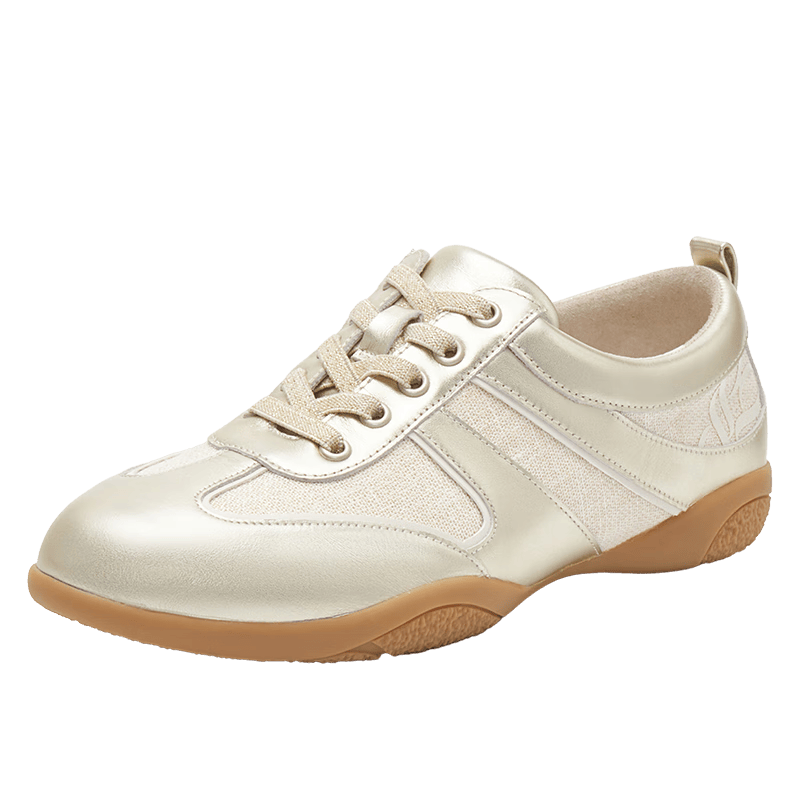 真美詩月光引力春季老錢風(fēng)拼接舒適低跟德訓(xùn)鞋女YEC06AM5 金色 37