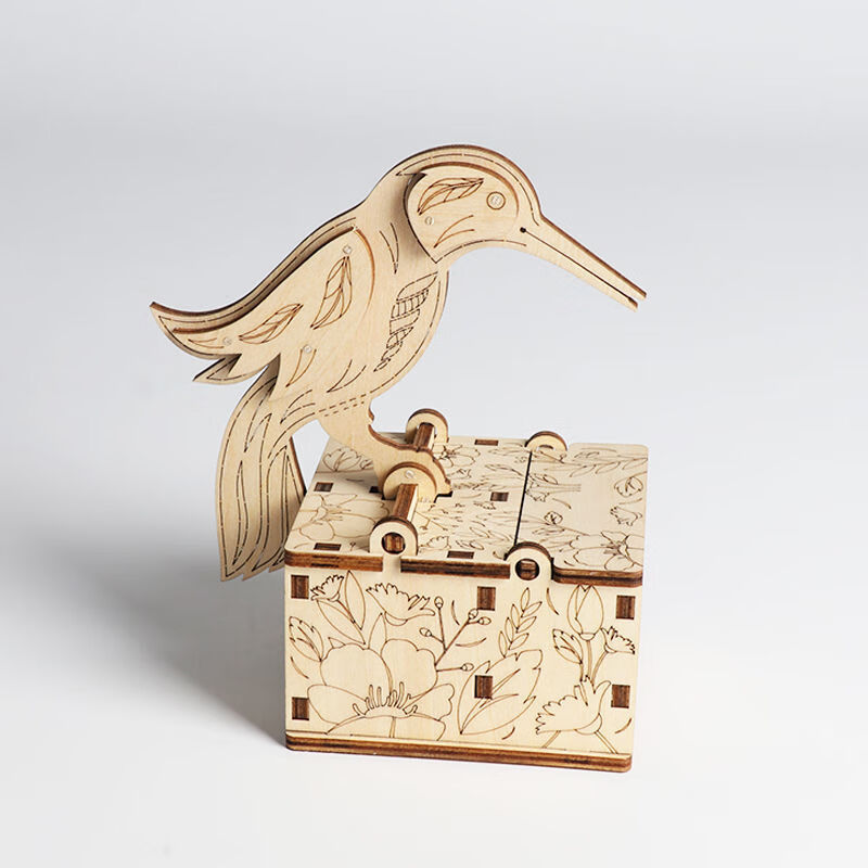 手工制作3d立体拼图模型牙签盒小鸟高档个性创意牙签盒木质 拼