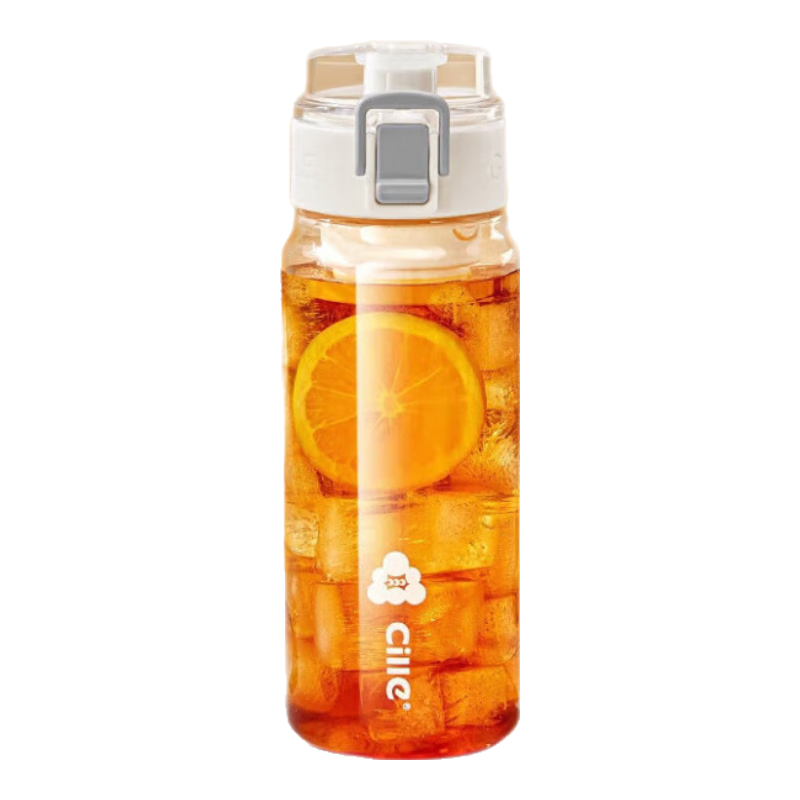 希乐塑料杯tritan材质茶杯男女运动水杯夏季学生便携杯子雪球白550ml