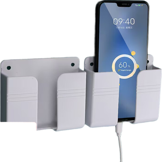 壁挂置物架墙上手机充电放置架墙壁放手机神器床头粘贴式壁挂支架 白色1个装