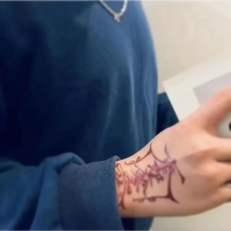 原谅色孙冰法不反光草本果汁纹身贴防水防汗梵文冰娇奉圣令防水仿真