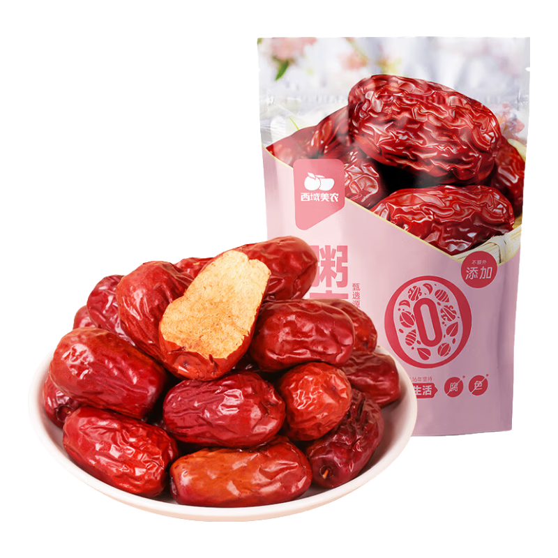 西域美農粥棗520g 免洗紅棗 新疆駿棗特產果干 煮粥煲湯休閑零食