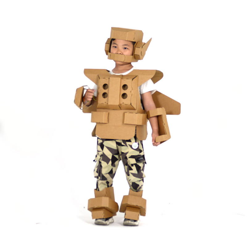 jia)纸箱恐龙汽车飞机机器人儿童 可穿戴幼儿园手工作业diy纸变形金刚