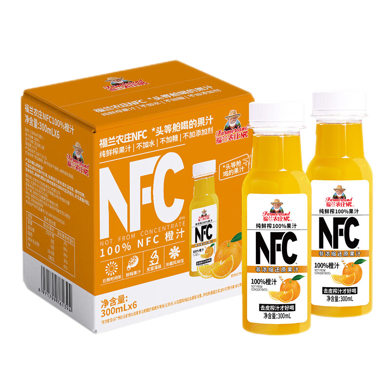 福兰农庄 NFC100%橙汁300ML×6