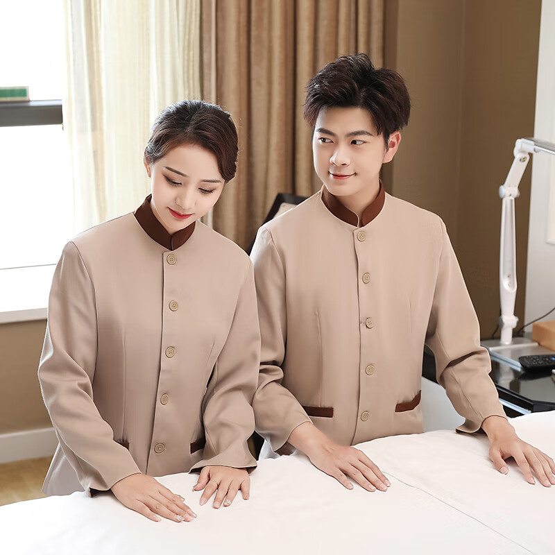 服加肥加大码餐饮工装夏装女饭店客房可定制 套装默认图片上裤子颜色