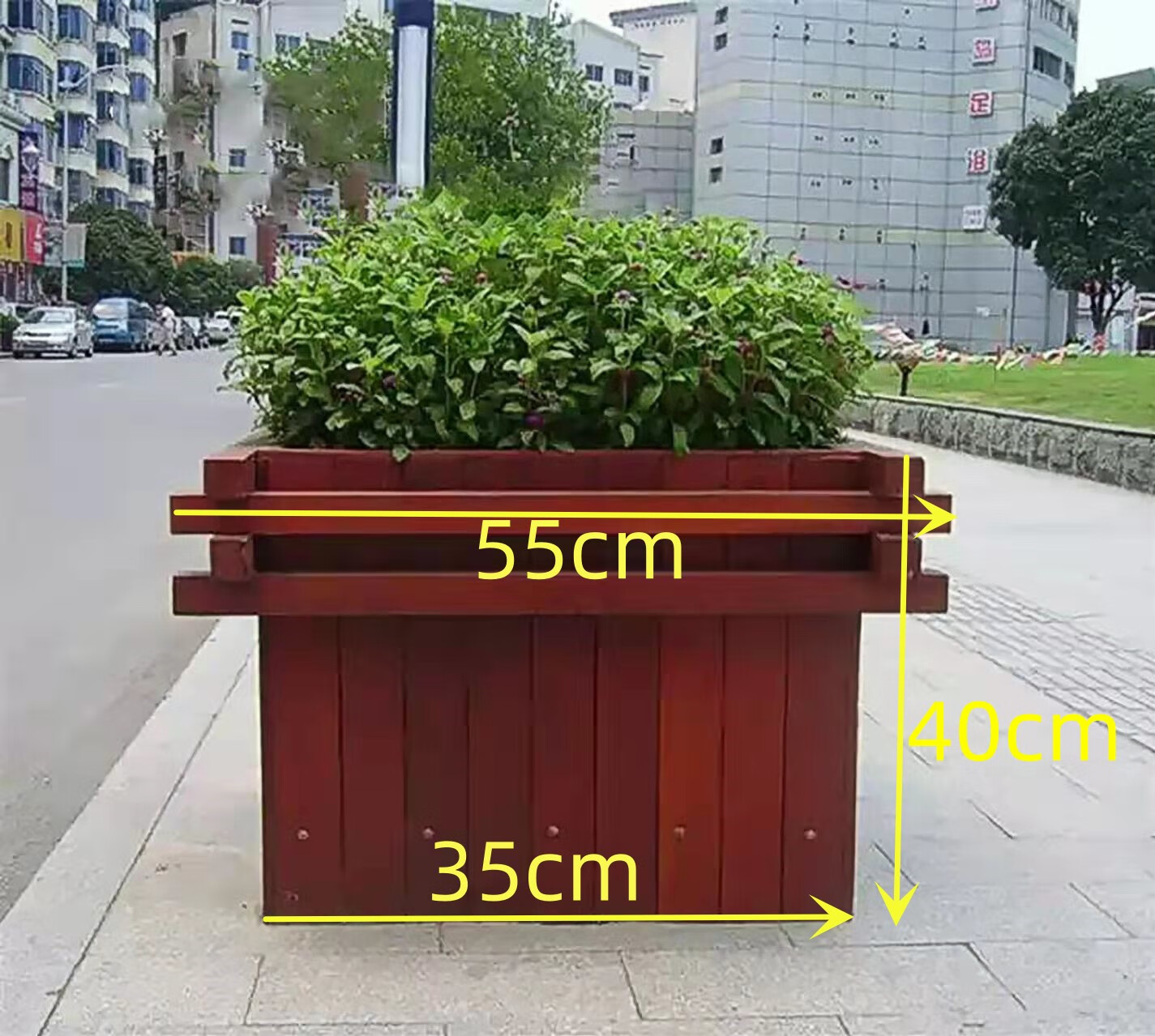 防腐木花箱定制市政花箱户外庭院种植花盆实木花槽正方形花池加厚