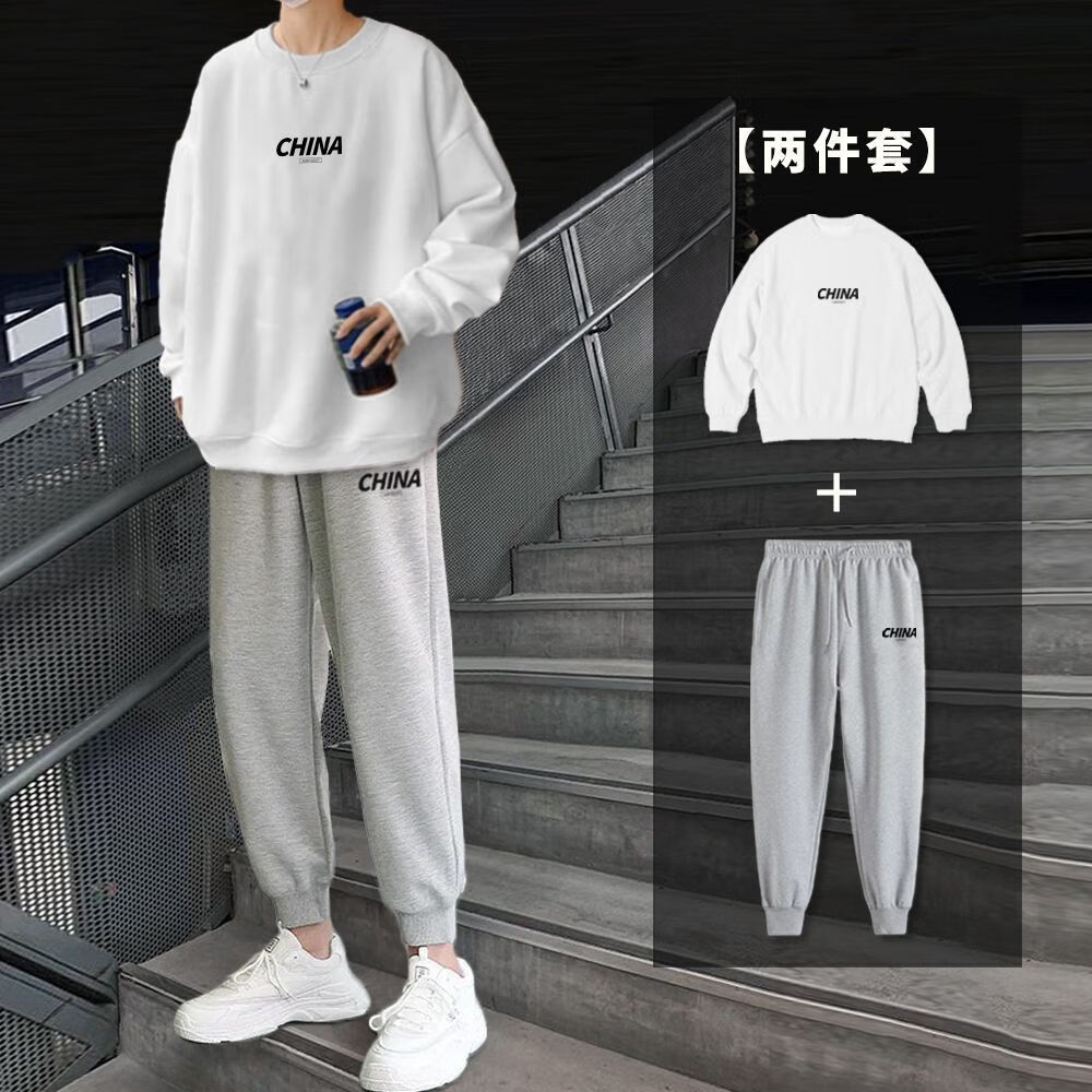 蓝阮18岁青少年男生初中高中生穿的秋冬新款束脚裤男生休闲宽松加绒加