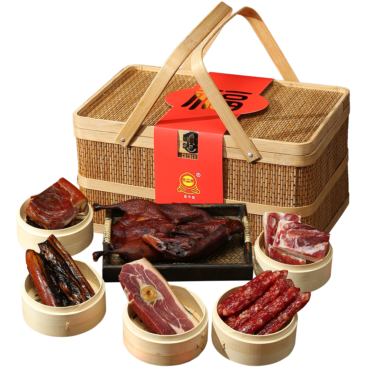皇中皇 腊味礼盒火腿腊肠五花肉酱鸭柴火腊肉3.7斤年货春节礼品团购送礼