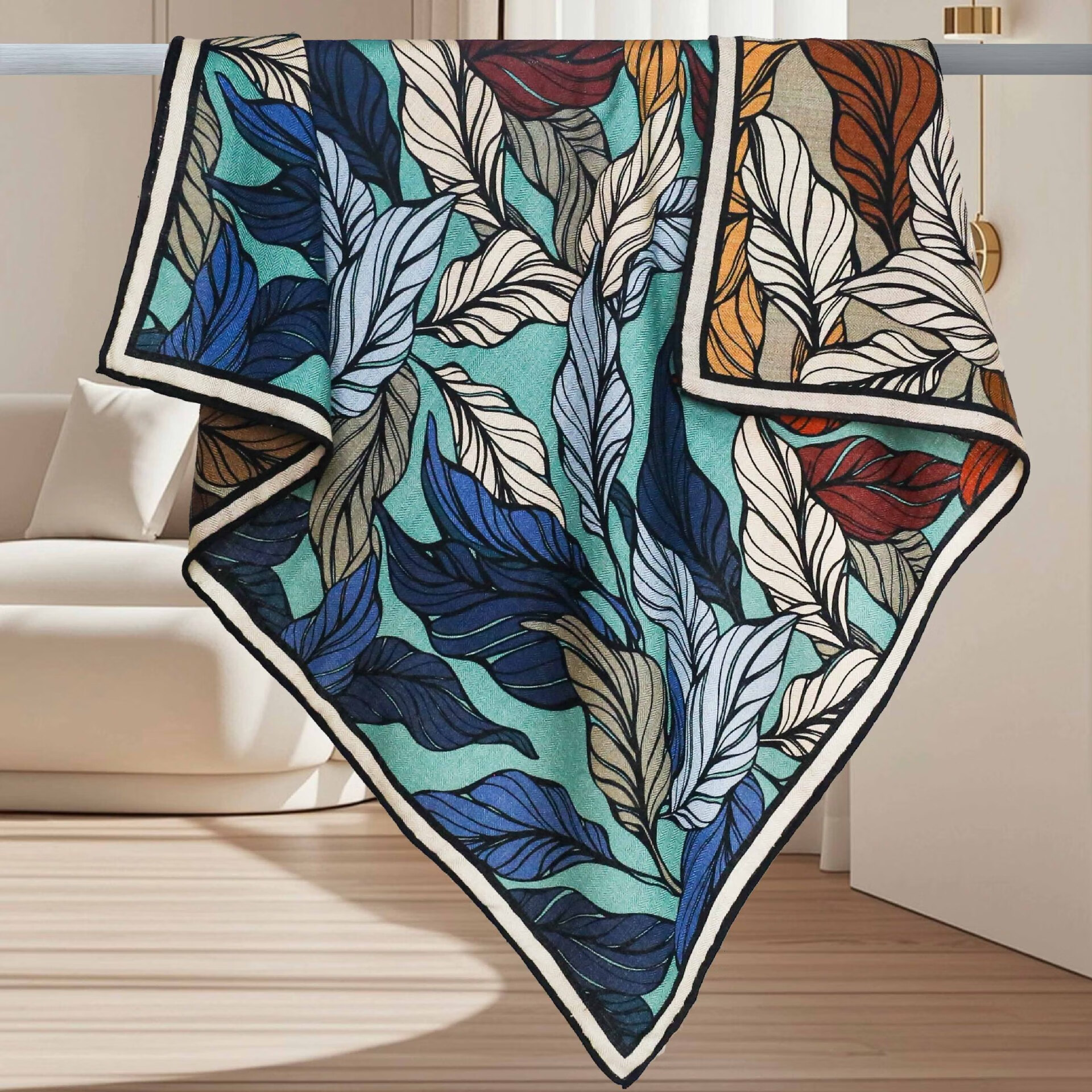 BGUG【秋冬爆款】2025秋冬澳毛女士围巾丝巾生日圣诞节礼物送女生老婆 彩色树叶围巾【礼盒精装】