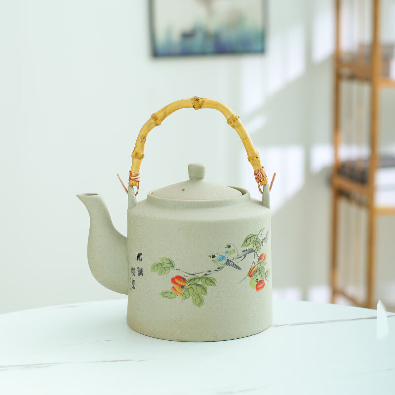 粗陶提梁壶大容量中式复古泡茶壶带过滤网餐厅水壶办公家用 事事如意