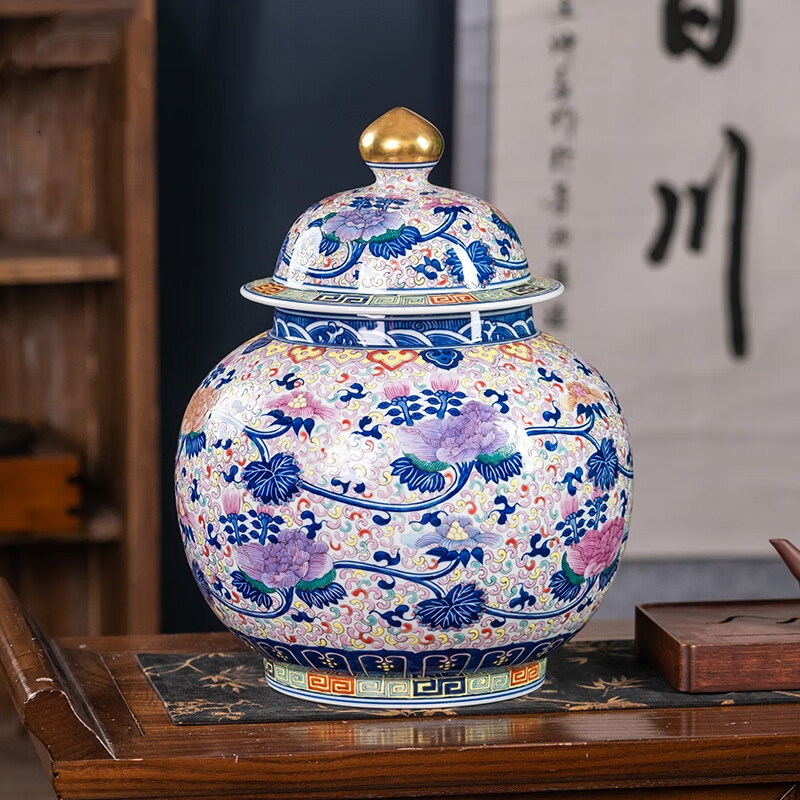 奮行景德鎮(zhèn)陶瓷輕奢高端手繪茶葉罐將軍罐存茶儲(chǔ)物罐子裝飾擺件送禮盒