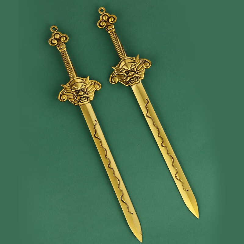 纯铜七星剑北斗七星黄铜大宝剑道士法器家用客厅补角铜剑挂件摆件